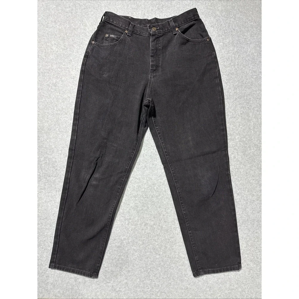 Lee Jeans Pants Womens Size 12 P Petite Black Tapered Leg (#2019)
